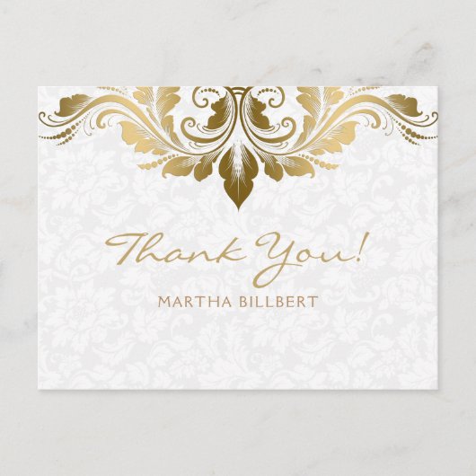 Gold Swirl & White Damkers Hartelijk dank Briefkaart (Voorkant)