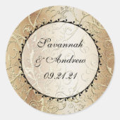 Gold Swirls Black Font Mariage autocollant (Devant)
