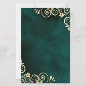 Gold Swirls Emerald Green Wine Glass Wedding  (Achterkant)