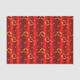 Gold Swirls en sterren Red Kerstmis Tissuepapier