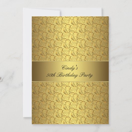 Gold Swirls Gold 50e verjaardag uitnodiging (Voorkant)