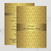 Gold Swirls Gold 50e verjaardag uitnodiging (Voorkant / Achterkant)