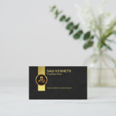 Gold Tab Black Marble Grunge Chauffeur-driver Visitekaartje (Staand voorkant)