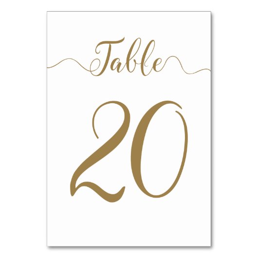 Gold Table Number 20 Wedding Table Kaart Numbers (Voorkant)