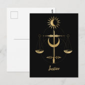 Gold Tarot Justice Symbol Briefkaart (Voorkant / Achterkant)