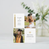 Gold Tassel en Pet 2 Foto Afstuderen Aankondigingskaart (Staand voorkant)