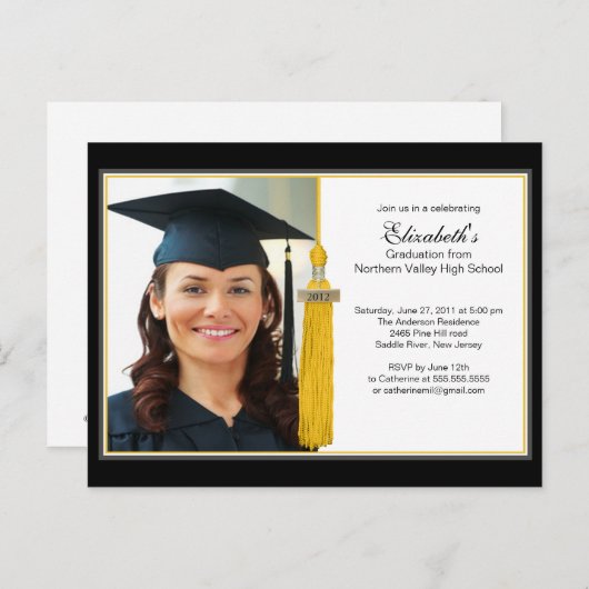 Gold Tassel foto afstuderen Party uitnodiging 2012 (Voorkant / Achterkant)