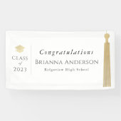 Gold Tassel & Pet White Graduparty Spandoek (Horizontaal)