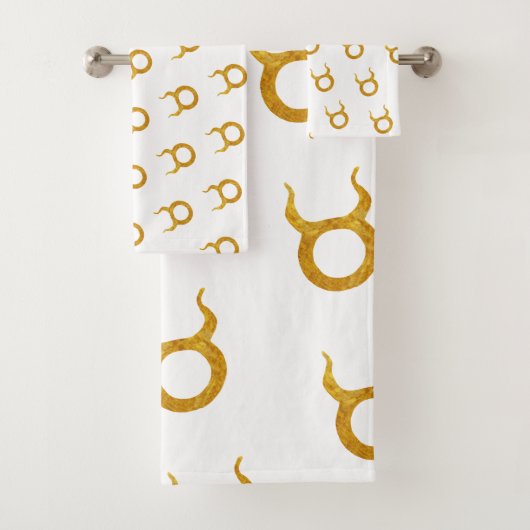 Gold Taurus Zodiac Astrology Sign Bad Handdoek (Insitu)