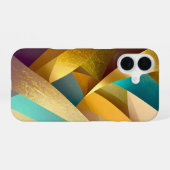 Gold Teal Abstract Art iPhone 16 Hoesje (Achterkant horizontaal)