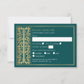Gold Teal Medieval Sword Wedding RSVP (Devant)
