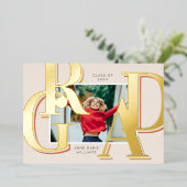 Gold Terracotta Grad Photo Faire-part de graduatio (Debout devant)