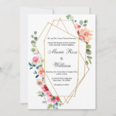 Gold terrarium witte roze munt bruiloft kaart (Voorkant)