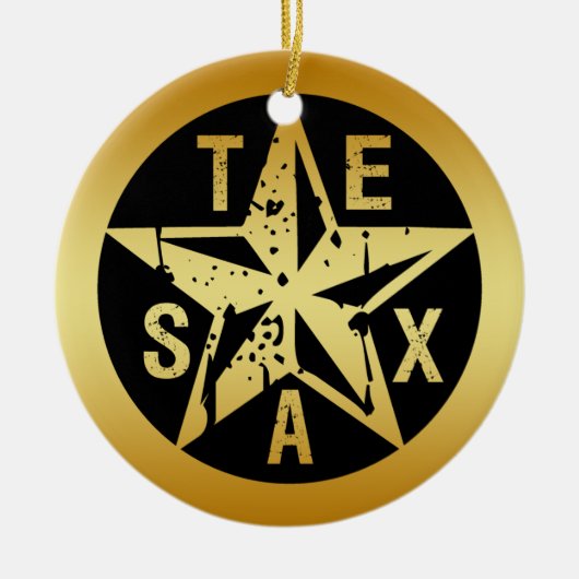 GOLD TEXAS STAR KERAMISCH ORNAMENT (Voorkant)