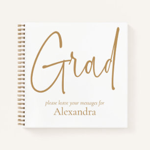 Gold Text Grad Name Graduation Livre blanc d'invit