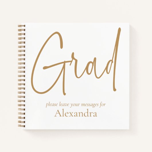 Gold Text Grad Name Graduation Livre blanc d'invit (Devant)