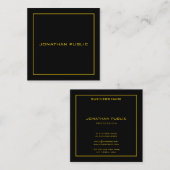 Gold Text Lijst Elegant Black Background Sjabloon Vierkante Visitekaartje (Voorkant / Achterkant)