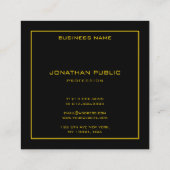 Gold Text Lijst Elegant Black Background Sjabloon Vierkante Visitekaartje (Achterkant)