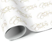 Gold Text Merry kerstwrapping paper Cadeaupapier (Rol Hoek)