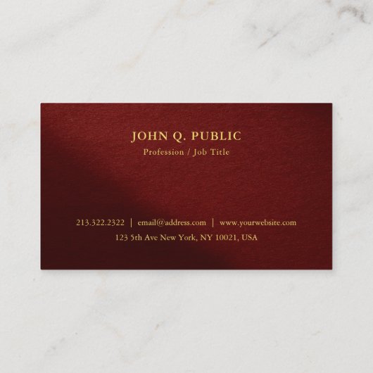 Gold Text Modern Elegant Professional Luxury Visitekaartje (Achterkant)