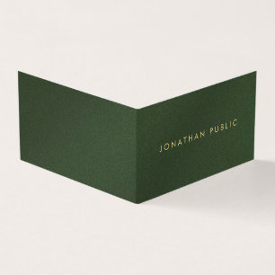 Gold Text Modern Elegante Luxe Gevouwen Groen Visitekaartjes