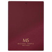 Gold Text Name Monogram Personalized Elegant Red Klembord (Achterkant)