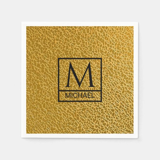 Gold Texture Napkins with Initial & Name Servet (Voorkant)