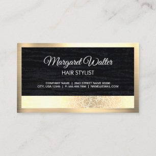 Gold Texture Velvet Black met Monogram Business Visitekaartje
