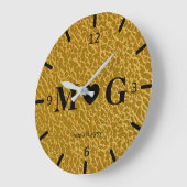 Gold Textured Monogram Wall Clock for Love Grote Klok (Hoek)