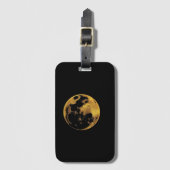 Gold textured moon on dark black bagagelabel (Voorkant (verticaal))