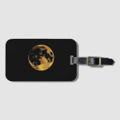 Gold textured moon on dark black bagagelabel (Voorkant (horizontaal))