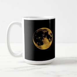Gold textured moon on dark black koffiemok