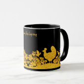 Gold Thanksgiving Turquie floral Mug (Devant droit)