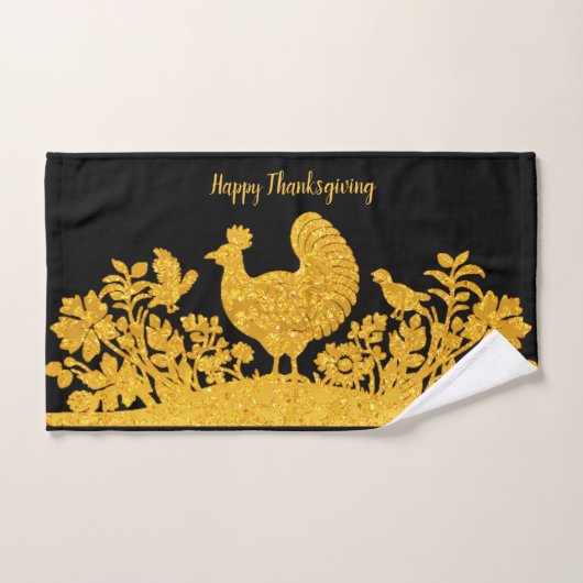Gold Thanksgiving Turquie Floral serviette à main (Serviette à main)