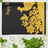 Gold Thanksgiving Turquie Floral Serviette de cuis (Plié)