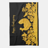 Gold Thanksgiving Turquie Floral Serviette de cuis (Vertical)