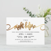 Gold The Night before Rehearal Dinner Invitation Kaart (Staand voorkant)