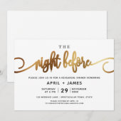 Gold The Night before Rehearal Dinner Invitation Kaart (Voorkant / Achterkant)