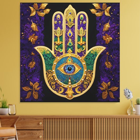Gold Third Eye Hamsa Canvas Afdruk (Insitu (Woonkamer))