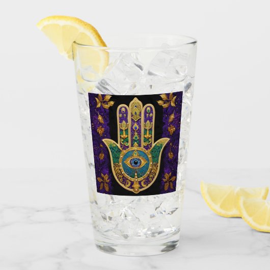 Gold Third Eye Hamsa Glas (Voorkant ijs)