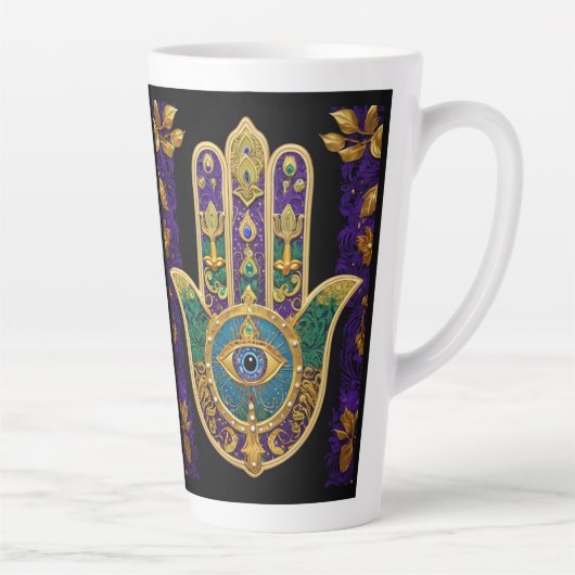 Gold Third Eye Hamsa Latte Mok (Rechts)
