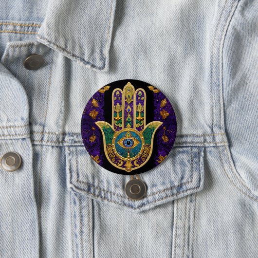  Gold Third Eye Hamsa Ronde Button 7,6 Cm (In situ)