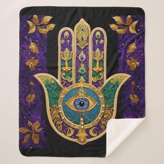  Gold Third Eye Hamsa Sherpa Deken (Voorkant)