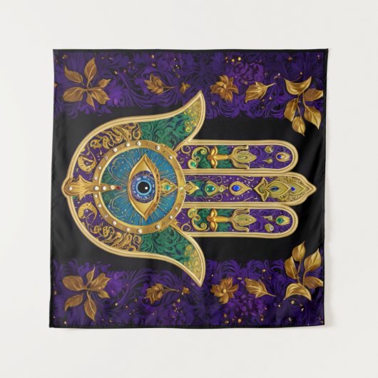 Gold Third Eye Hamsa Wandkleed (Voorkant (horizontaal))