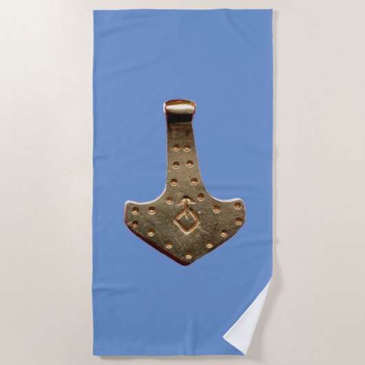 Gold Thor Hammer-blauwe handdoeken (Voorkant)