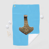 Gold Thor Hammer bleu serviette de golf (En situation)