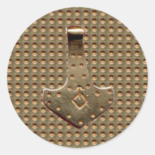 Gold Thor Hammer Gold Indent grote ronde stickers