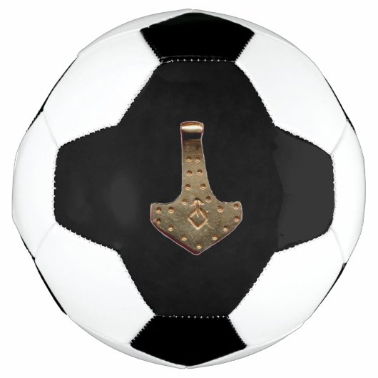Gold Thor Hammer noir ballon de football (Devant)