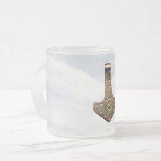 Gold Thor Hammer nuages de verre dépoli mug (Devant gauche)