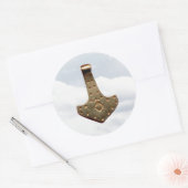 Gold Thor Hammer nuages grands autocollants ronds (Enveloppe)